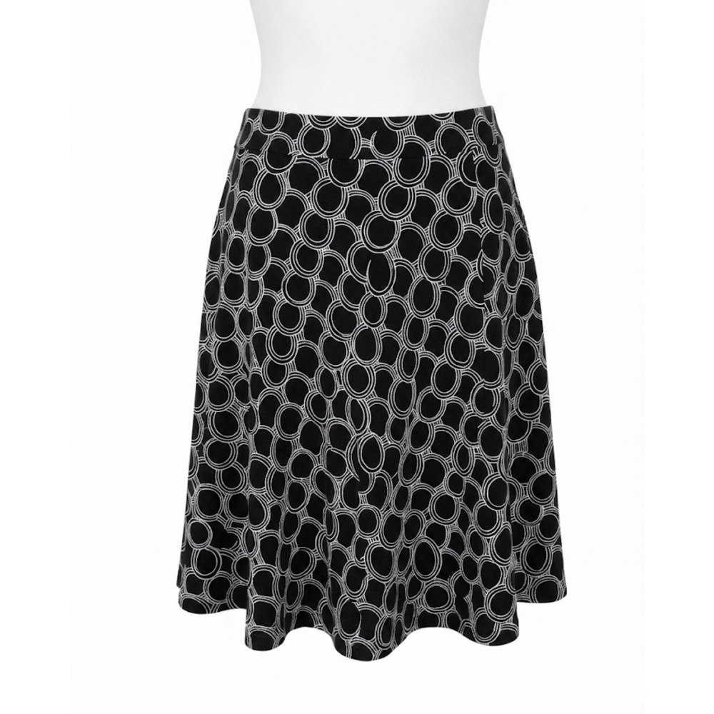 George Stretch A-Line Skirt XL 16/18 Black White Geometric Circle Pattern
Y2K